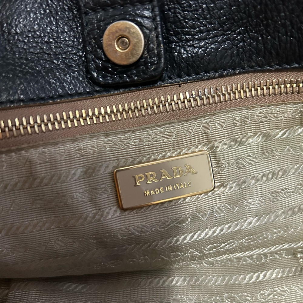 Prada Black Leather Tote with Gold Accents - Picture 10 of 16